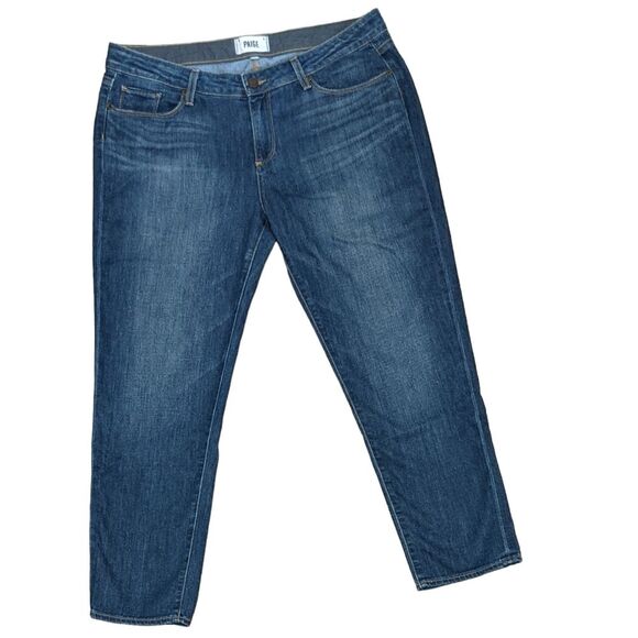 Paige women's Jimmy Jimmy Cropped Frances mid rise cotton blend zip fly jeans 32 - Picture 1 of 10